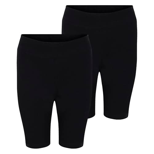 Image of Girls 2 Pack School PE Cycling Shorts Ex MS Cotton & Stretch Black Navy 2-16Y (Blk 14-15)