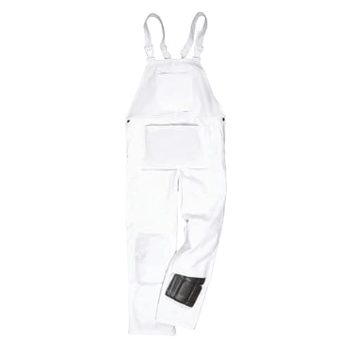 Image of WHITE BIB & BRACE COVERALL DUNGAREES, DECORATORS PAINTERS WORKWEAR PPE INS30WH (SMALL)