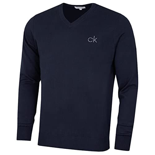 Image of Calvin Klein Mens V-Neck Sweater - Navy - XL