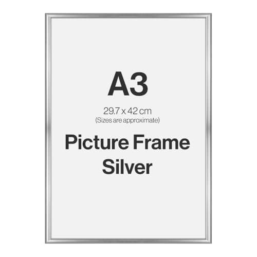 Image of Modern Silver A3 Photo Frame for A3 (29.7 x 42cm) Photos or Pictures, Plexi Glass, Wall Mounted Landscape or Portrait