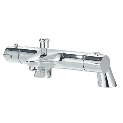 Image of JUNSOTTOR Thermostatic Bath Shower Mixer Taps Modern Bathroom Bar Shower Value with Bath Filler Spout Chrome