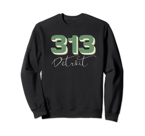 Image of 313 Detroit Michigan Area Code Stacked Script Sweatshirt