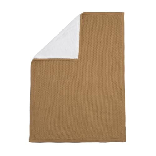 Image of Clair de Lune Organic Knit Sherpa Baby Soft & Cosy Pram/Car Seat Blanket 70 x 100 cm (Biscuit)
