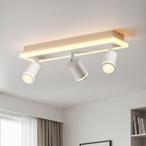 Image of LVWIT White Ceiling Light Fitting,3 Way Spot Lights,Bedroom Lights Ceiling with GU10,Adjustable Kitchen Lights Ceiling,Spotlight Bar Lighting,Living Room Lighting,Modern Ceiling Spots (NO Bulbs)