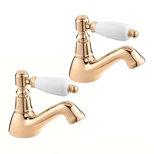 Image of Deva Georgian Bathroom Bath Filler Taps - Gold Finish - Classic Single Lever Design 3/4 BSP - WRAS KIWA Approved - Traditional Bath Taps - GE02/501