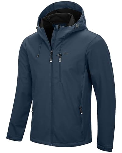 Image of 33,000ft Men's Softshell Jackets Outdoor Windproof Coat Breathable Lightweight Windbreaker Casual Functional Jackets with Hood for Running, Cycling,Midnight Blue 4XL