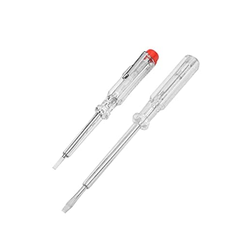 Image of ebuyerfix 2 Pcs Electrical Mains Voltage Tester Pen Insulated Flat Head Electrical Test Screwdriver 100-250V Circuit Tester