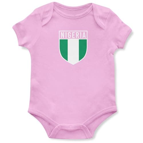 Image of Nigeria Badge Babygrow Baby Boys Girls Nigerian Football Babies Vest, 0-3 Months, Light Pink
