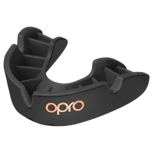 Image of OPRO Bronze Level Mouthguard Essential Fit – Gum Shield Adult and Kids – OPRO Mouth Guard Boxing and MMA, Easy Self-Fit Gum Shield Rugby and Hockey – Enhanced Protection with Dental Warranty (Black)