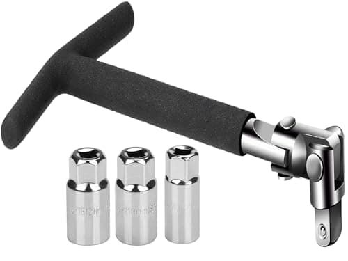 Image of Noosverl 3/8'' T-Handle Spark Plug 16/18/21 mm, 4 Pieces Flexible Spark Plug Socket Beefed-up Wrench Set, Spanner Spark Plug Wrench for Fastening and Demolition