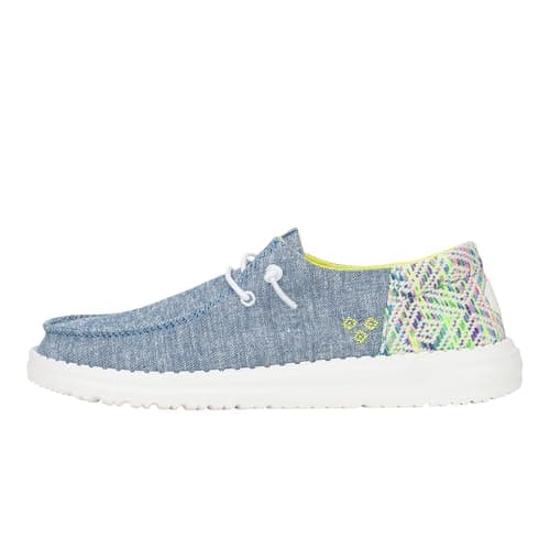 Image of HEYDUDE Wendy Funk Surf Baja, Women’s Shoes, Women’s Slip-on Loafers, Comfortable & Light-Weight, Blue Multi, 4.5 UK