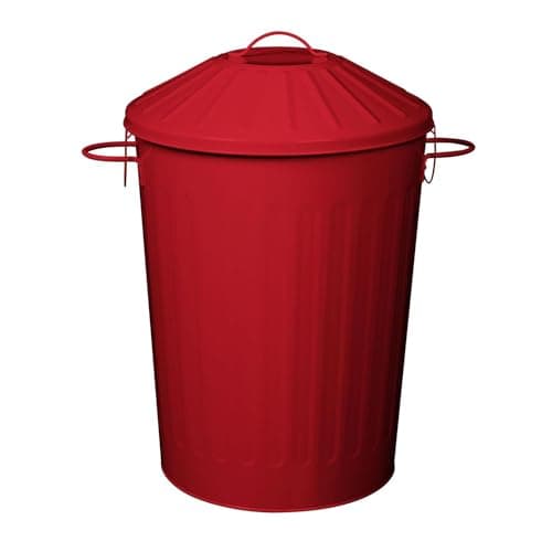 Image of simpa 60L Colourful Vintage Style Metal Tapered Dustbins & Lids - Red 62cm (H) x 38cm (Dia)