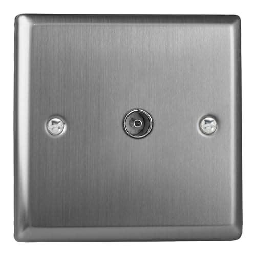 Image of Varilight Single TV Socket Co-Axial - Classic Brushed Steel with Plain Insert, XT8