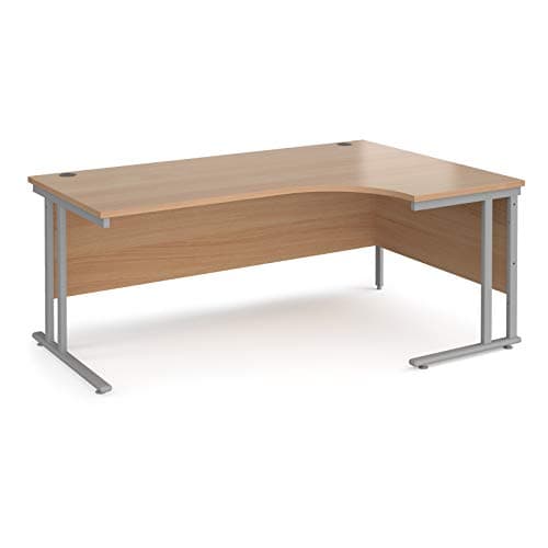 Image of Mr Office Maestro 25 right hand ergonomic desk - silver cantilever leg, Beech, 1800