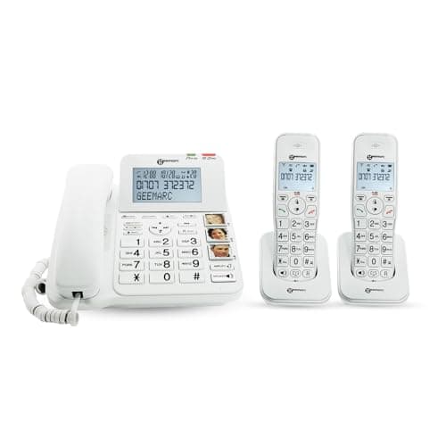 Image of Geemarc Amplidect 295 Combi Duo - Amplified Corded Phone and its 2 Cordless Handsets with Answering Machine and Big Keys for Seniors - Low to Medium Hearing Loss - Hearing Aid Compatible - UK Version