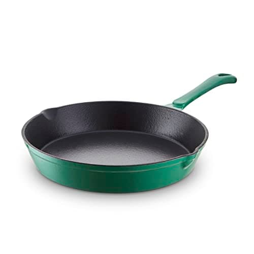 Image of Barbary & Oak BO800255GRN Cast Iron Round Fry Pan with Durable Enamel Interior, 26cm, Verdigris Green