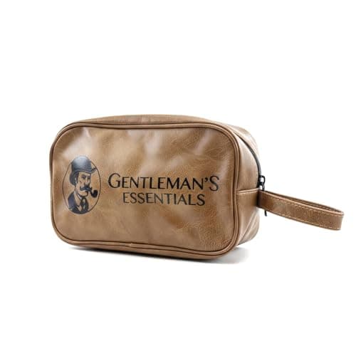 Image of GEEZY PU Leather Mens Toiletry Bag - Travel Wash Bag & Organiser with Zipped Compartments & Side Handle - Water Resistant Grooming Case for Shaving Kit, Toiletries, Gym, Home, Trips