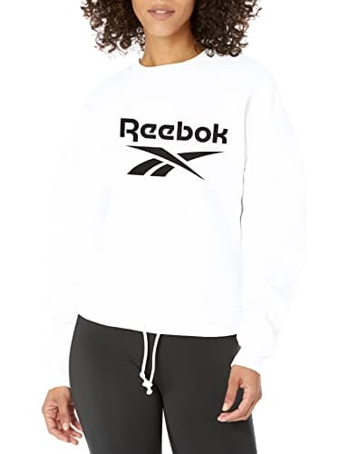 Image of Reebok Women's Vector Logo Crewneck Sweatshirt, White/Black, XXXL Plus