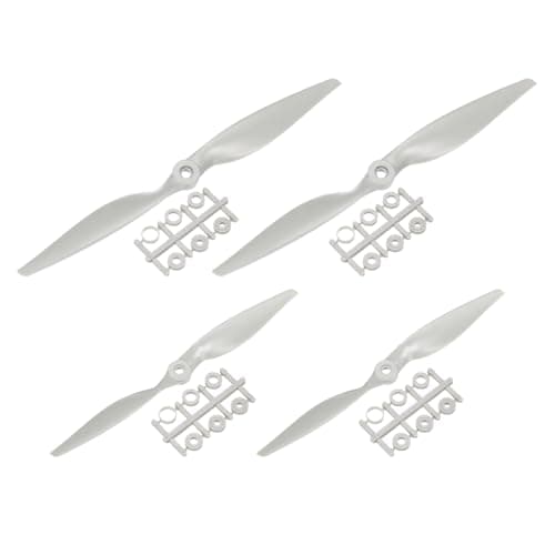 Image of sourcing map 10x7, 12x6 Propeller RC Propellers 2 Vane Blades Props Wings Grey with Adapter Rings for Electric Airplane Aircraft, Pack of 4