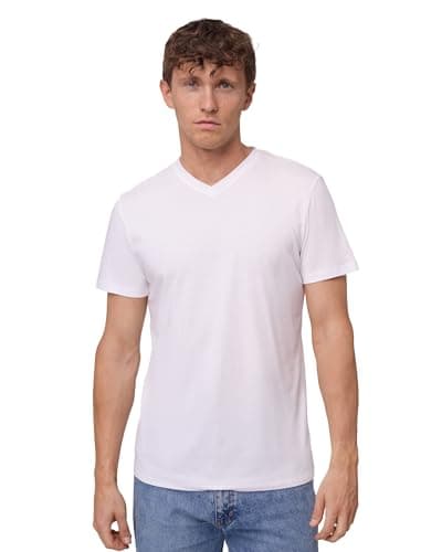 Image of DANISH ENDURANCE Men's T-Shirts, Organic Cotton T-Shirts for Men, V-Neck, 1-Pack, Pure White, Medium