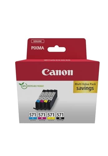 Image of Canon CLI-571 C M Y BK Pack of 4 cartridges (Black Cyan Magenta Yellow) Genuine (Recycled Cardboard Multipack)