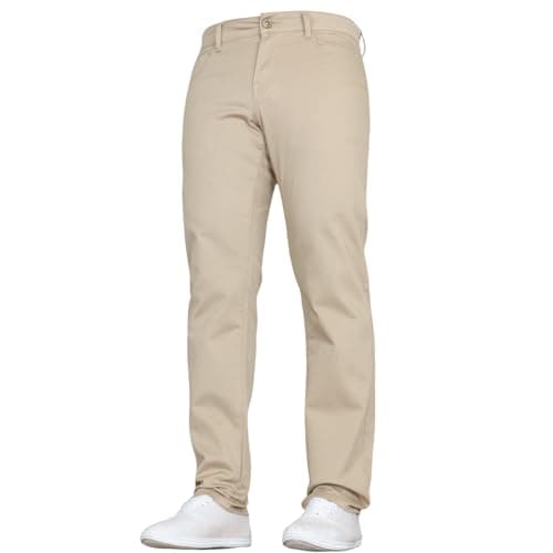 Image of Duck & Cover Mens Stretch Chino Slim Fit Leg Smart Work Trousers Jeans Stone 32W X 32L