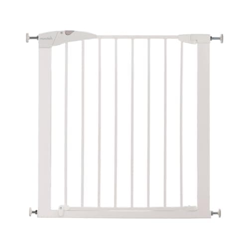 Image of Munchkin Stair Gate Maxi Secure Toddler & Baby Gate, Alloy Steel, 76-82cm Extends to 117cm with separately sold extensions, Pressure Fit, No-Screw Install, White