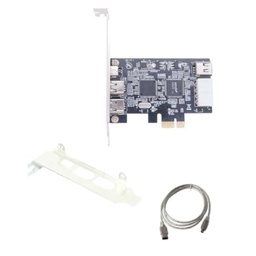 Image of Sxmrmnx PCI-E 1X IEEE 1394A 4 Port(3+1) Firewire Card Adapter 1394 A PCIe Black PC+Metal +6 Pin to 4 Pin IEEE 1394 Cable