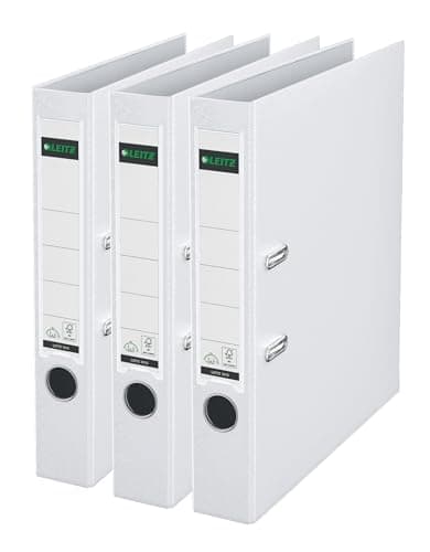 Image of Leitz Lever Arch File, White, A4, 50 mm spine, Pack 3, Plastic, 310345101