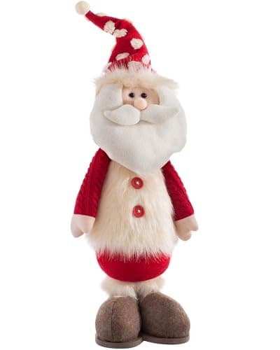 Image of WeRChristmas Standing Christmas Santa Figurine with Wooden Base, Multi-Colour, 46cm