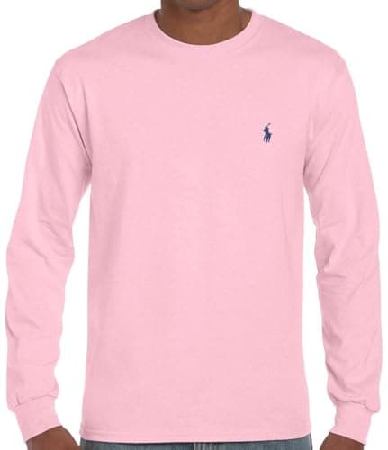 Image of POLO RALPH LAUREN Mens Classic Fit Soft Touch Long-Sleeve Tee, Carmel Pink, XL