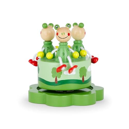 Image of Mousehouse Gifts - Wooden Frog Music Box for Children, Pop Goes the Weasel Nursery Music Box for Baby Boy or Girl