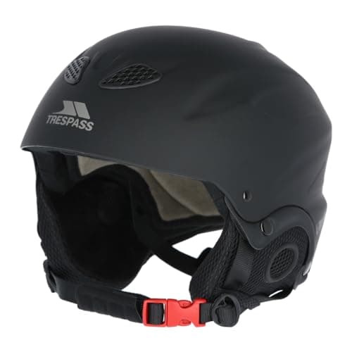 Image of Trespass Unisex Ski Helmet Skyhigh - White/Black/Brown, Goggle Retainer, Removable Ear Pads, Quick Release Buckle, CE EN1077, Adjustable Fit, M/L, Lightweight ABS/EPS