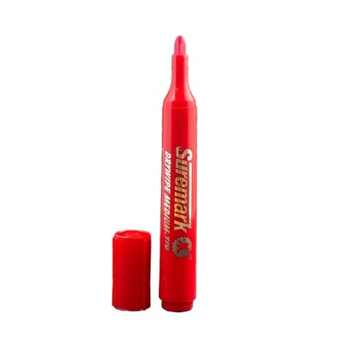 Image of SureMark Drywipe Red Single | Whiteboard Pen | Dry erase Marker | Ideal for Schools & Offices