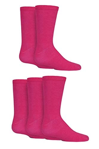 Image of SockShop Boys and Girls 5 Pair Plain Bamboo Socks with Comfort Cuff and Handlinked Toes - Bright Pink 5 Pair 12.5-3.5 (8-12 Years)