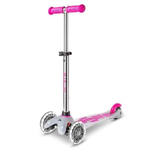 Image of Micro Scooters | Mini Micro Deluxe LED Children's Scooter | Handlebar Adjustable | Light Up Wheels | Clear Deck | 2-5yrs | Boys & Girls | Pink