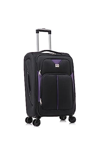 Image of ATX Luggage 24" Medium Suitcase Expandable Durable Lightweight Suitcase with 4 Dual Spinner Wheels and Built-in 3 Digit Combination Lock (Black/Purple, 73 Liter)