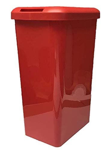 Image of 45 Litre Touch Top Kitchen Bin Rubbish Paper Waste Can Dustbin Rectangle Plastic (red)