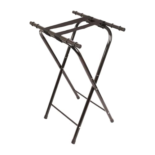 Image of Harbour Housewares Folding Serving Tray Stand - Black Metal Butler Stand with Non-Slip Straps, Portable Heavy Duty Food Tray Holder for Kitchen, Restaurant & Room Service
