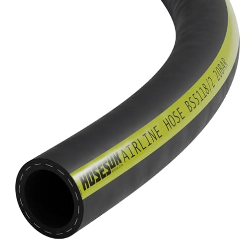 Image of 13mm / 0.5 Inch ID Rubber Airline Air Compressor Hose High Vis Yellow Stripe 5 Metre