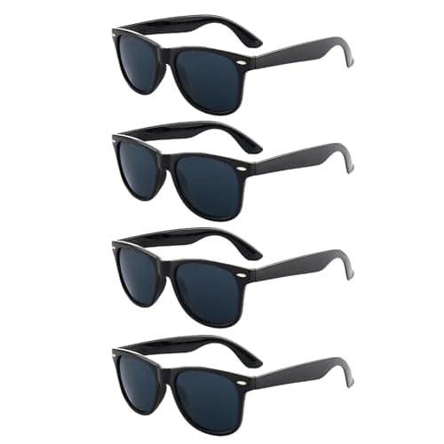 Image of FveVqe 4PCS Sunglasses, Sunglasses Mens, Classic Black Square Frame Womens for UV Protection, Mens for Outdoor Fishing Driving Climbing Unisex (Black)