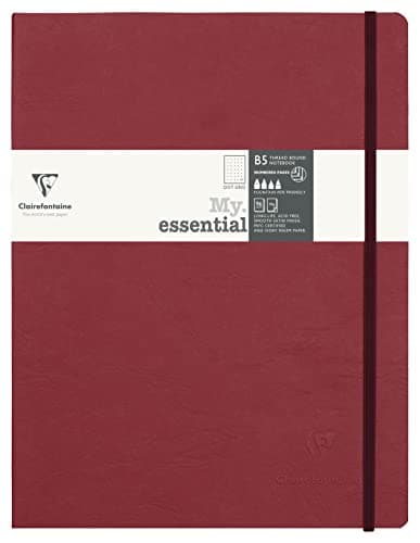 Image of Clairefontaine 794432C Collection Age Bag Stitched MyEssential Elastic Notebook Red - B5 19x25cm - 192 DOT Numbered Pages - 90g Ivory Paper - Leather Cover