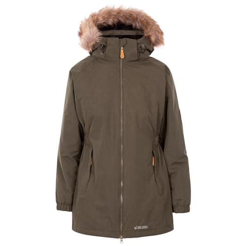 Image of Trespass Womens Parka Jacket Celebrity - Waterproof, Longer Length, Fleece Lined, Lightly Padded, 2 Zip Pockets, Stud-Off Hood Fur Trim, Elasticated Sides, 2 Way Zip