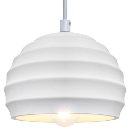 Image of Ceramic Lamp Shade Pendant Ceiling Light White Paintable Gypsum Twist Pattern K411