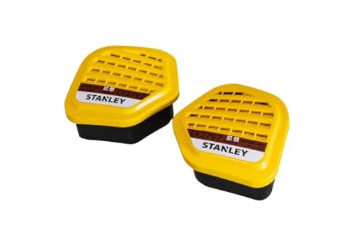 Image of Stanley A1P3 Replacement Filters, Twin Pack for Half Mask Respirator, 99.97% Filtration for Organic Vapours, Solvents, Pesticides, Paint Fumes & Dust, Easy Fit Filters with Low Breathing Resistance