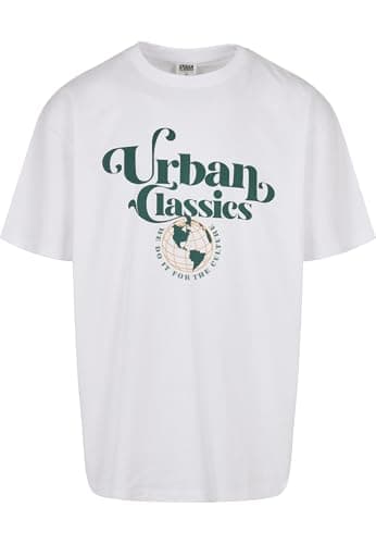 Image of Urban Classics Men's Organic Globe Logo Tee T-Shirt, White, S