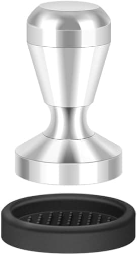 Image of PHILORN Coffee Tamper 51mm, Espresso Press Tamper with Silicone Temper Mat, Stainless Steel Coffee Bean Press for Home and Office, Barista Machines Accessory (Silver)