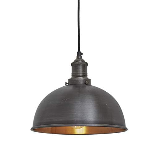 Image of Industville - Brooklyn Dome Pendant - 8 Inch - Ceiling Light - Light Shade - Black/Copper Colour - Pewter/Copper/Brass Material - 22 CM X 20 CM X 20 CM