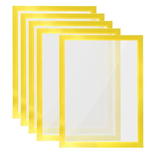 Image of PATIKIL A4 Magnetic Sign Holder, 5Pcs A4 Magnetic Display Frame Self Adhesive Reusable Picture Photo Frame Double Sided for Refrigerator White Board Window Wall,Yellow