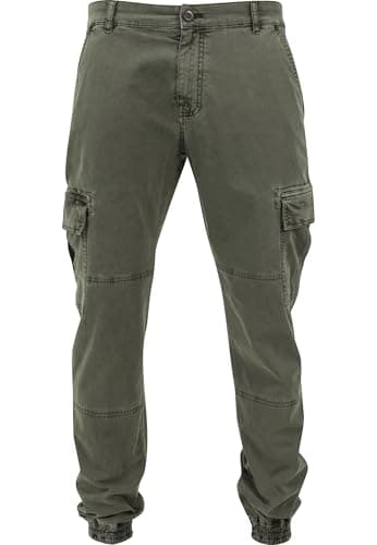 Image of Urban Classics Men's Washed Cargo Twill Jogging Pants Trouser, olive, 34